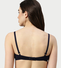 Load image into Gallery viewer, Enamor Supima Cotton Women's Plunge Lift Everyday T-Shirt Bra - Extra Comfort, Padded, Wirefree, Medium Coverage - A039 (Estate Blue)
