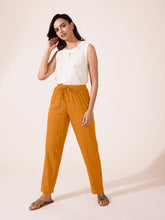 Load image into Gallery viewer, Go Colors Light Mustard Woven Viscose Casual Pants
