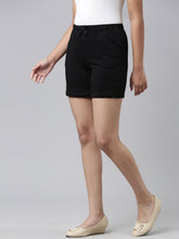 Load image into Gallery viewer, Go Colors Black Cotton Knit Shorts
