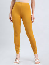 Load image into Gallery viewer, Go Colors Dark Mustard Cotton Stretch Ankle Length Leggings
