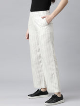 Load image into Gallery viewer, Go Colors White Cotton Stripes Cargo Pant
