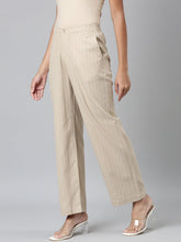 Load image into Gallery viewer, Go Colors Beige Cotton Stripes Cargo Pant
