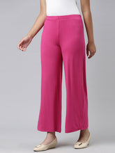 Load image into Gallery viewer, Go Colors Dark Rose Viscose Stretch Knit Palazzo
