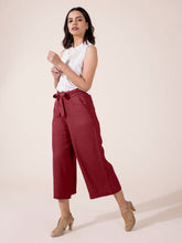 Load image into Gallery viewer, Go Colors Bright Maroon Linen Blend Culottes
