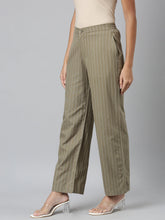 Load image into Gallery viewer, Go Colors Olive Green Cotton Stripes Cargo Pant
