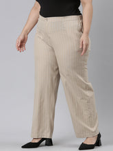 Load image into Gallery viewer, Go Colors Beige Cotton Stripes Cargo Pant
