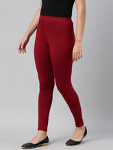 Load image into Gallery viewer, Go Colors Bright Red Cotton Stretch Ankle Length Leggings
