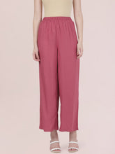 Load image into Gallery viewer, Go Colors Light Wine Woven Viscose Basic Palazzo
