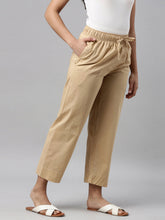 Load image into Gallery viewer, Go Colors Beige Cotton Wide Leg Pants
