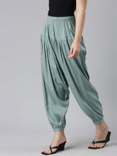 Load image into Gallery viewer, Go Colors Ocean Green Woven Viscose Harem Pant
