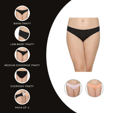 Load image into Gallery viewer, Wacoal Quick Dry Low Waist Medium Coverage Everyday Wear Pack of 3 Bikini Panty PI03K07
