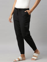 Load image into Gallery viewer, Go Colors Black Cotton Stripe Pencil Pants
