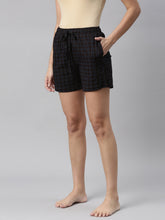 Load image into Gallery viewer, Go Colors Black Cotton Knit Printed Lounge Shorts
