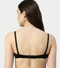 Load image into Gallery viewer, Enamor Women's Perfect Plunge Lift T-Shirt Bra - Detachable Straps, Lightly Padded, Wirefree, Medium Coverage - F023 (Black)
