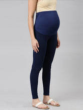 Load image into Gallery viewer, Go Colors Navy Cotton Stretch Maternity Churidar
