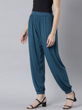 Load image into Gallery viewer, Go Colors Turquoise Blue Viscose Stretch Harems
