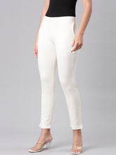 Load image into Gallery viewer, Go Colors White Ponte Smart Fit Kurti Pant

