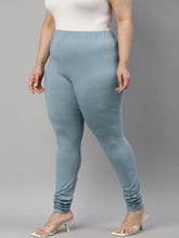 Load image into Gallery viewer, Go Colors Dusty Blue Cotton Stretch Churidar
