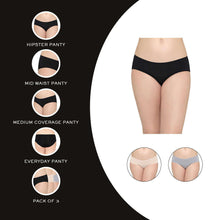 Load image into Gallery viewer, Wacoal Quick Dry Mid Waist Medium Coverage Everyday Wear Pack of 3 Hipster Panty PI03L08

