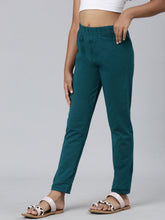 Load image into Gallery viewer, Go Colors Bright Turquoise Cotton Stretch  Ankle Length Leggings

