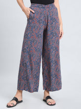 Load image into Gallery viewer, Go Colors Navy Woven Viscose Printed Palazzo
