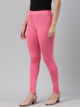 Load image into Gallery viewer, Go Colors Young Pink Cotton Stretch Ankle Length Leggings
