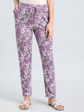 Load image into Gallery viewer, Go Colors Purple Cotton Knit Printed Lounge Pants
