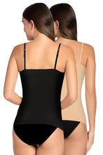 Load image into Gallery viewer, Amante Shelf Support Straight Neck Sleeveless Camisole (Pack of 2) - Black_Hazelnut 84902
