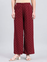 Load image into Gallery viewer, Go Colors Maroon Woven Viscose Printed Palazzo
