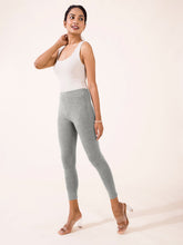 Load image into Gallery viewer, Go Colors Grey Melanges Cotton Stretch Ankle Length Leggings
