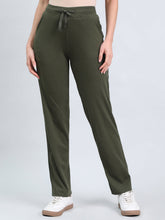 Load image into Gallery viewer, Go Colors Dark Olive Cotton Stretch Track Pant

