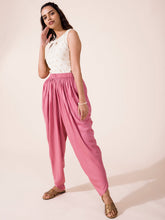 Load image into Gallery viewer, Go Colors Dusty Pink Woven Viscose Harem Dhoti Pant
