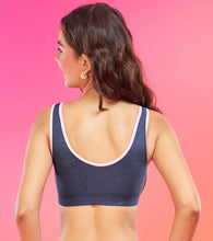 Load image into Gallery viewer, Enamor XO Denim Blue Non-Wired Removable Padding Regular Bra
