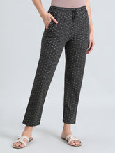 Load image into Gallery viewer, Go Colors Black Cotton Knit Printed Lounge Pants
