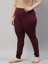 Load image into Gallery viewer, Go Colors Dark Purple Cotton Stretch Churidar
