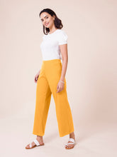 Load image into Gallery viewer, Go Colors Golden Yellow Drop Needle Fabric Rib Palazzo

