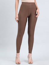 Load image into Gallery viewer, Go Colors Brown Nylon Stretch Shimmer Leggings
