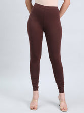Load image into Gallery viewer, Go Colors Brown Cotton Stretch Ankle Length Leggings
