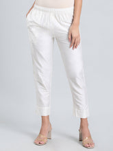 Load image into Gallery viewer, Go Colors White Poly Modal Metallic Pants
