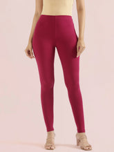 Load image into Gallery viewer, Go Colors Dark Fuchsia Cotton Stretch Ankle Length Leggings
