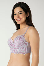 Load image into Gallery viewer, Amante Femme Lace Padded Non-Wired Longline Bra - Thistle 06201
