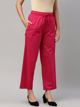 Load image into Gallery viewer, Go Colors Dark Pink Cotton Wide Leg Pants
