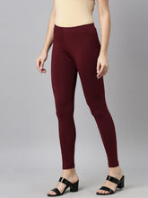 Load image into Gallery viewer, Go Colors Bright Maroon Cotton Stretch Ankle Length Leggings

