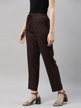 Load image into Gallery viewer, Go Colors Dark Brown Woven Viscose Casual Pants
