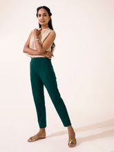 Load image into Gallery viewer, Go Colors Dark Green Cotton Stretch Kurti Pants
