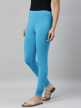 Load image into Gallery viewer, Go Colors Bright Turquoise Cotton Stretch Churidar
