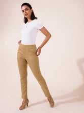 Load image into Gallery viewer, Go Colors Light Brown Linen Pencil Pant
