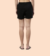 Load image into Gallery viewer, Enamor Drawstring Mid Thigh Length Mid Rise Basic Shorts - Relaxed Fit, Super Soft Cotton - E062 (Jet Black)
