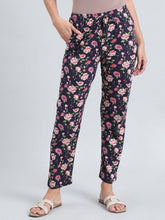 Load image into Gallery viewer, Go Colors Navy Cotton Knit Printed Lounge Pants
