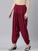 Load image into Gallery viewer, Go Colors Dark Rose Woven Viscose Harem Pant
